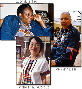 Victoria Tauli-Corpuz, Kenneth Deer and Lucy Mulenkei