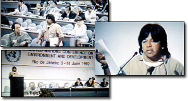 Marcos Terena presents the Kari-Oca Declaration to the UN