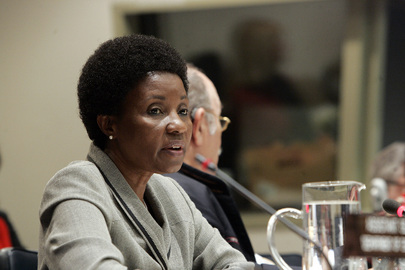 Deputy Secretary-General Asha-Rose Migiro (left) addresses the opening of the 8th Session of the United Nations Permanent Forum on Indigenous Issues.