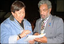 Marcos Terena (Brazil) and Victor Kaisiepo (West Papua)